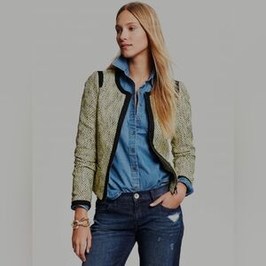 Banana Republic zip up tweed blazer jacket